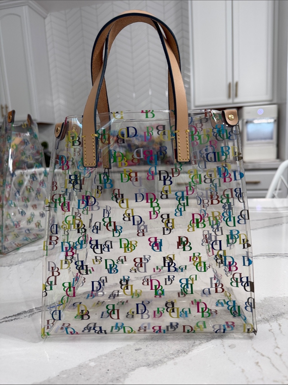 Vintage Dooney & Bourke Clear Rainbow Monogram Small Tote PVC